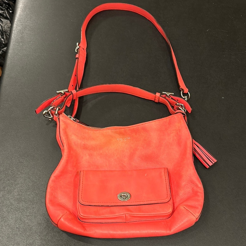 Coach red coral leather Shoulder and crossbody Bag